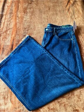 Wild Fable Mid Rise Ultra Wide Leg  Women's Dark Blue Denim Jeans-